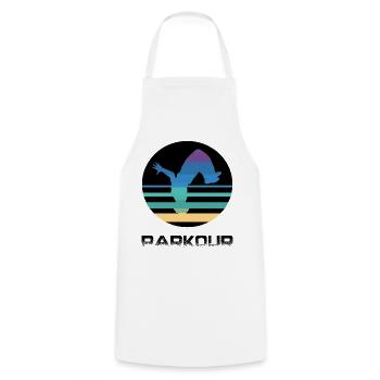 Parkour - Kochschürze - Weiß - Vorne - AI Model Male 185 dark (185cm)