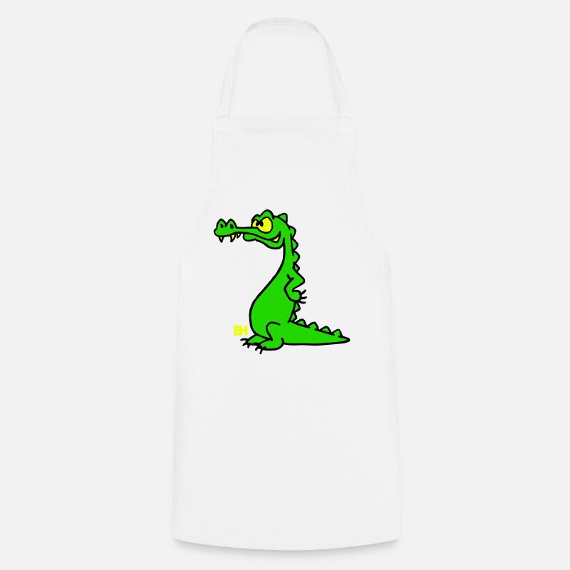 Crocodile souriant, design à trois couleurs - Tablier de cuisine - blanc