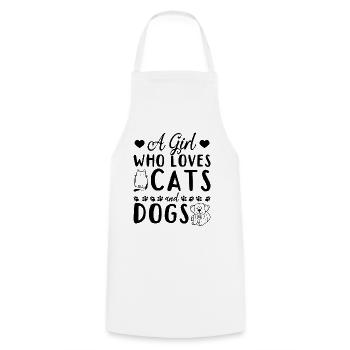 Amoureux des chats Amoureux des chiens Je suis une fille - Tablier de cuisine - blanc - Devant - AI Model Male 185 dark (185cm)