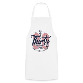 Trente : La vie commence à 30 ans - Tablier de cuisine - blanc - Devant - AI Model Male 185 dark (185cm)