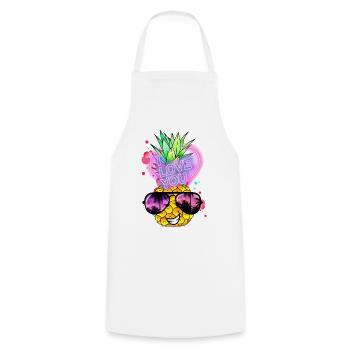 Ananas in Love - Kochschürze - Weiß - Vorne - AI Model Male 185 dark (185cm)