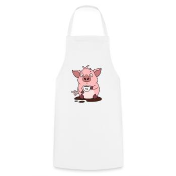 Coffee Pig Morning Muffle Late Riser - Cooking Apron - white - Front - AI Model Male 185 dark (185cm)