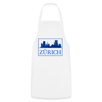 Silhouette bleue de Zurich Skyline - Tablier de cuisine - blanc - Devant - AI Model Male 185 dark (185cm)