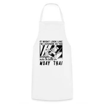 Muay Thai Fighter It Might Look Like Thai Boxing - Cooking Apron - white - Front - AI Model Male 185 dark (185cm)