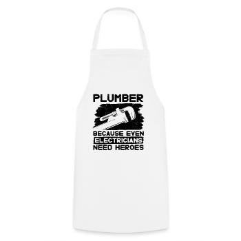 Plumber Because Even Electricians Pipe Plumbing - Cooking Apron - white - Front - AI Model Male 185 dark (185cm)