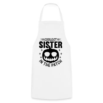 Halloween Coolest Sister dans le Patch I Sister Pum - Tablier de cuisine - blanc - Devant - AI Model Male 185 dark (185cm)