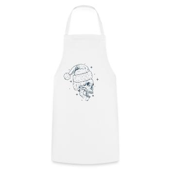 Crâne en os Noël avec casquette de Noël - Tablier de cuisine - blanc - Devant - AI Model Male 185 dark (185cm)