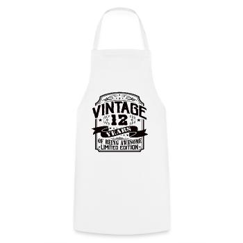 Birthday Vintage 12 Years Limited Edition - Cooking Apron - white - Front - AI Model Male 185 dark (185cm)