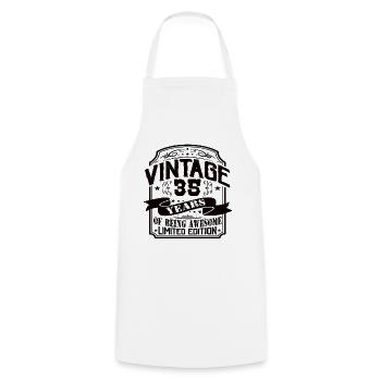 Vintage 35 ans d’être génial 35 anniversaire - Tablier de cuisine - blanc - Devant - AI Model Male 185 dark (185cm)