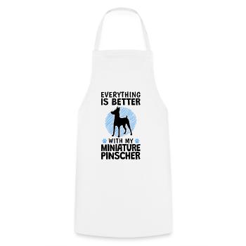 Tout est mieux avec Zwergpinscher Pinscher - Tablier de cuisine - blanc - Devant - AI Model Male 185 dark (185cm)