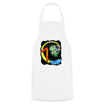 Jeune astronaute dinosaure de 7 ans - Tablier de cuisine - blanc - Devant - AI Model Male 185 dark (185cm)