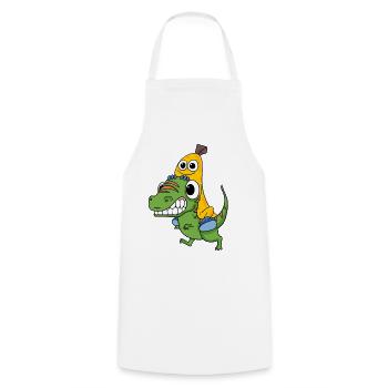 Dinosaures et bananes - Tablier de cuisine - blanc - Devant - AI Model Male 185 dark (185cm)