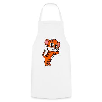 Niedlicher Tiger - Kochschürze - Weiß - Vorne - AI Model Male 185 dark (185cm)