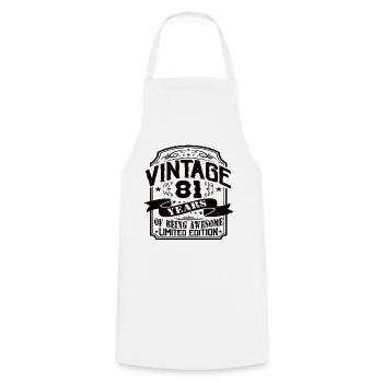 Vintage 81 ans d’être génial 81 anniversaire - Tablier de cuisine - blanc - Devant - AI Model Male 185 dark (185cm)