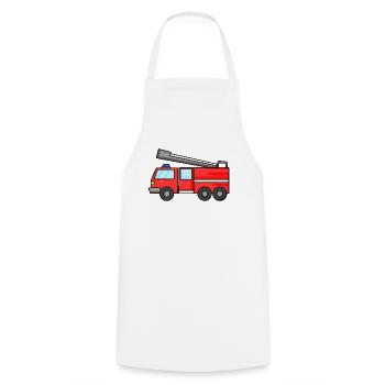 Fire Brigade Car - Cooking Apron - white - Front - AI Model Male 185 dark (185cm)