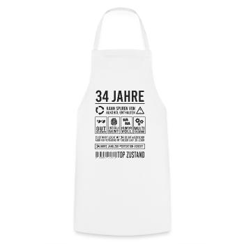 34. Geburtstag Perfektion Lustig 34 Jahre - Kochschürze - Weiß - Vorne - AI Model Male 185 dark (185cm)