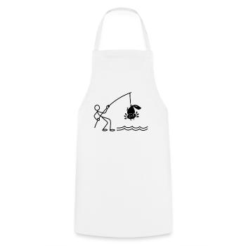 Pêche Axolotl - Drôle de pêcheur Axolotl - Tablier de cuisine - blanc - Devant - AI Model Male 185 dark (185cm)