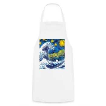Kanagawa Waves Aesthetic Japanese Art Great Wave - Cooking Apron - white - Front - AI Model Male 185 dark (185cm)