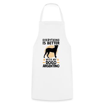 Tout va mieux avec un Dogo Argentino - Tablier de cuisine - blanc - Devant - AI Model Male 185 dark (185cm)