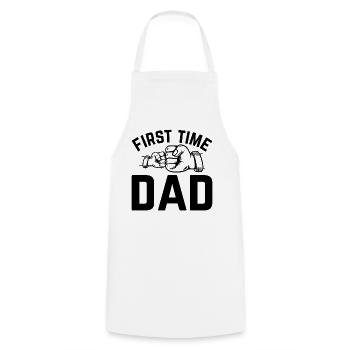 First Time Dad - Papa Pour Être Papa Paternité Nouveau D - Tablier de cuisine - blanc - Devant - AI Model Male 185 dark (185cm)