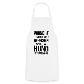 Vorsicht Herrchen Hund ist harmlos Gassi - Kochschürze - Weiß - Vorne - AI Model Male 185 dark (185cm)