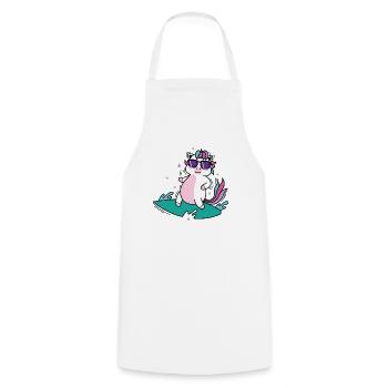 cool licorne surfe sur les sports de créatures mythiques - Tablier de cuisine - blanc - Devant - AI Model Male 185 dark (185cm)