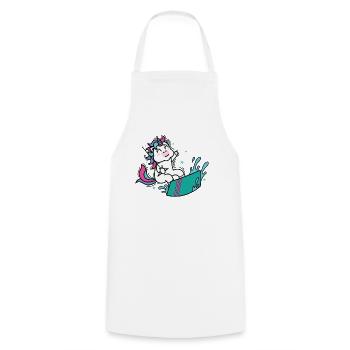 Licorne en kite ou wakeboard - Tablier de cuisine - blanc - Devant - AI Model Male 185 dark (185cm)