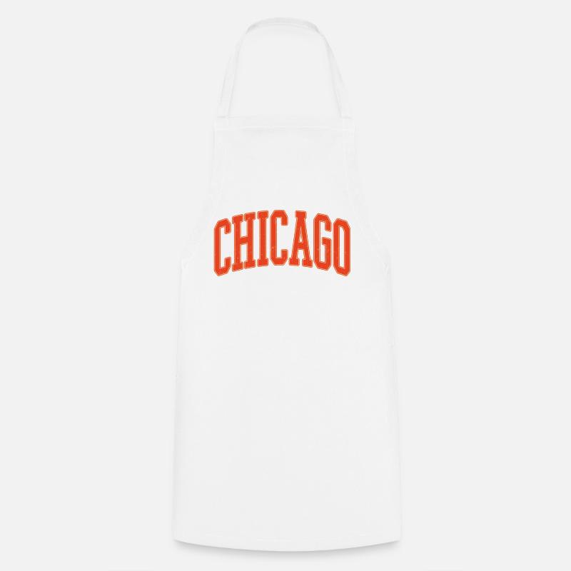 Chicago Arc Text in Orange 3D - Kochschürze - Weiß