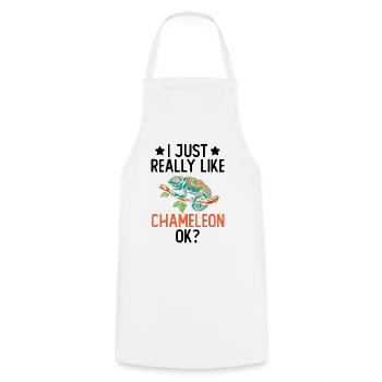 I like Chameleon Lizard Reptile Pet just very much - Cooking Apron - white - Front - AI Model Male 185 dark (185cm)