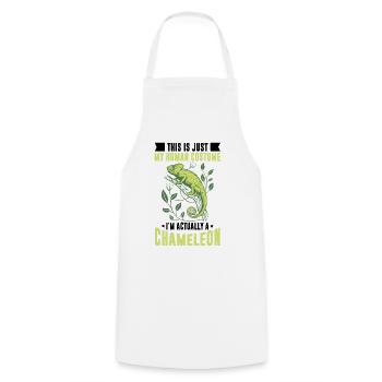 Human Costume Chameleon Lizard Reptile - Cooking Apron - white - Front - AI Model Male 185 dark (185cm)