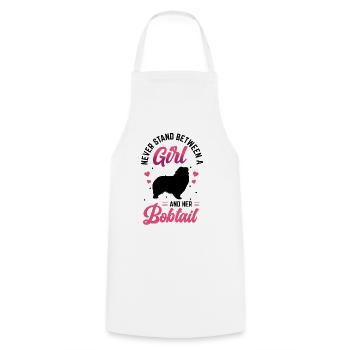 Fille avec Bobtail Old English Sheepdog - Tablier de cuisine - blanc - Devant - AI Model Male 185 dark (185cm)