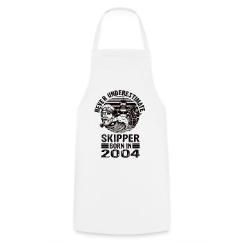 Never Underestimate Skipper born in 2004 - Cooking Apron - white - Front - AI Model Male 185 dark (185cm)