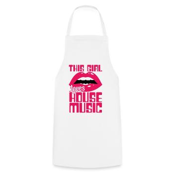 House Musik Girl - Kochschürze - Weiß - Vorne - AI Model Male 185 dark (185cm)