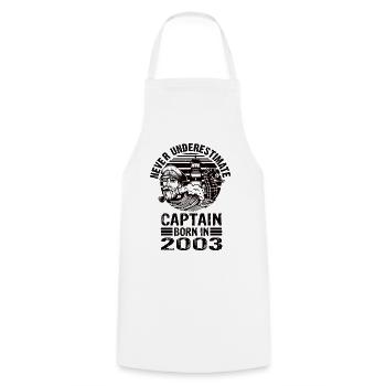 Never Underestimate Captain born in 2003 - Cooking Apron - white - Front - AI Model Male 185 dark (185cm)