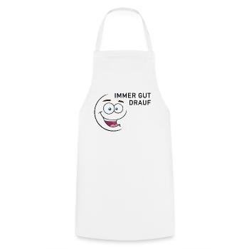 Immer gut drauf | smiley - Kochschürze - Weiß - Vorne - AI Model Male 185 dark (185cm)