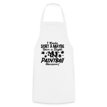 I Kinda Sorta Paintball Paint Gun Paintball Player - Cooking Apron - white - Front - AI Model Male 185 dark (185cm)