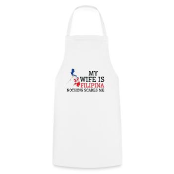 Nothing Scares Me Filipina Wife Philippines - Cooking Apron - white - Front - AI Model Male 185 dark (185cm)