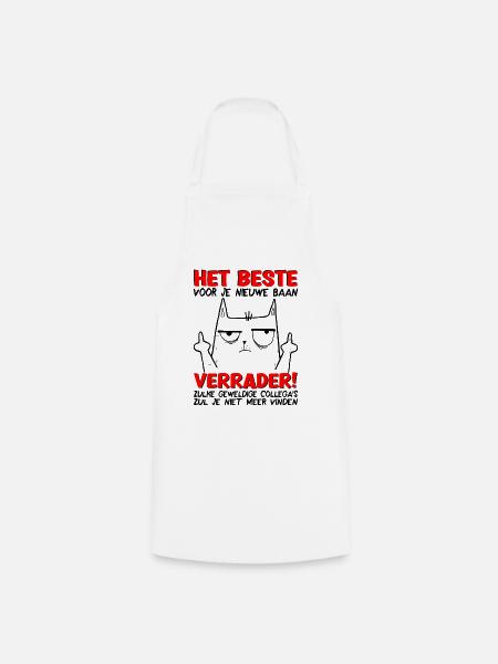 Nieuwe Baan Afscheidscadeau Afscheid Collega - Keukenschort - wit