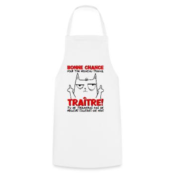 Nouvel emploi départ collègue travail bonne chance - Tablier de cuisine - blanc - Devant - AI Model Male 185 dark (185cm)