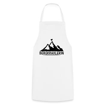 Berg Herz Alpen Wandern Alpenherz - BERGKRAXLERIN - Kochschürze - Weiß - Vorne - AI Model Male 185 dark (185cm)