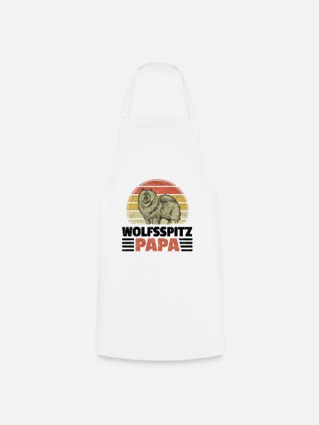 Wolfsspitz Papa deutscher Spitz Keeshond - Kochschürze - Weiß