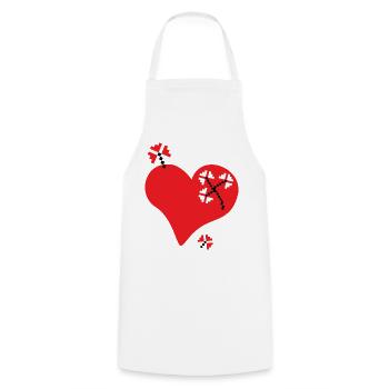 Heart and Flowers - Traditional Romanian pattern - Cooking Apron - white - Front - AI Model Male 185 dark (185cm)