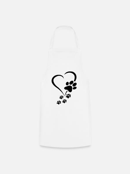 Patte de chien Cœur de bébé chiens - Pattes de chien Cœurs Patte de chien - Tablier de cuisine - blanc