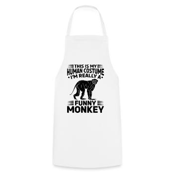C’est mon costume humain, je suis vraiment un drôle de singe - Tablier de cuisine - blanc - Devant - AI Model Male 185 dark (185cm)