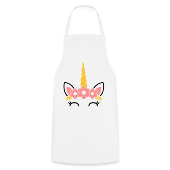 Queen of Flowers: The Majestic Unicorn - Cooking Apron - white - Front - AI Model Male 185 dark (185cm)