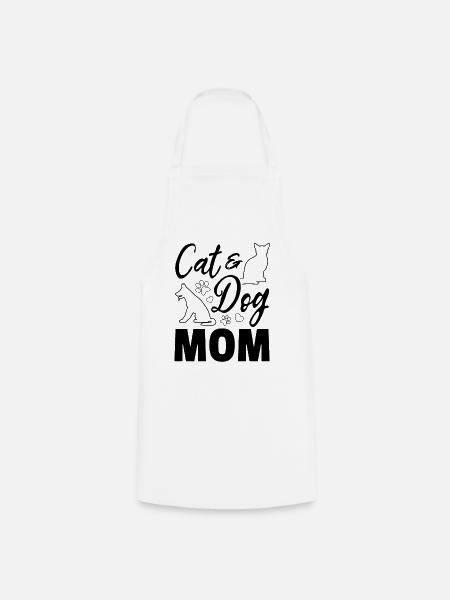 Dog Cat Mama Dog Mama Dog Lover - Cat & Dog Mom - Tablier de cuisine - blanc