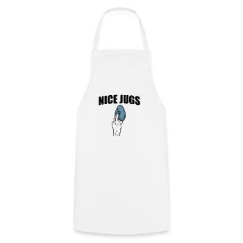 Nice Jugs Hobby Climbing Bouldering Sports - Cooking Apron - white - Front - AI Model Male 185 dark (185cm)