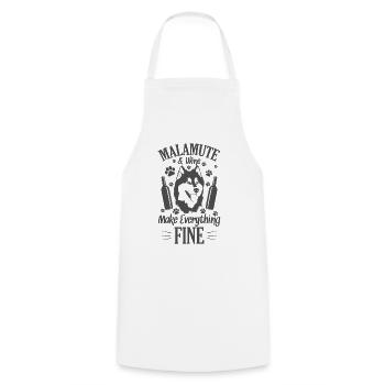 Le Malamute et le vin rendent tout bien - Tablier de cuisine - blanc - Devant - AI Model Male 185 dark (185cm)
