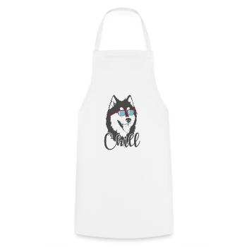 Chill dog avec des lunettes fraîches Alaskan Malamute - Tablier de cuisine - blanc - Devant - AI Model Male 185 dark (185cm)