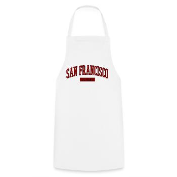 Lettrage rétro de San Francisco - Tablier de cuisine - blanc - Devant - AI Model Male 185 dark (185cm)